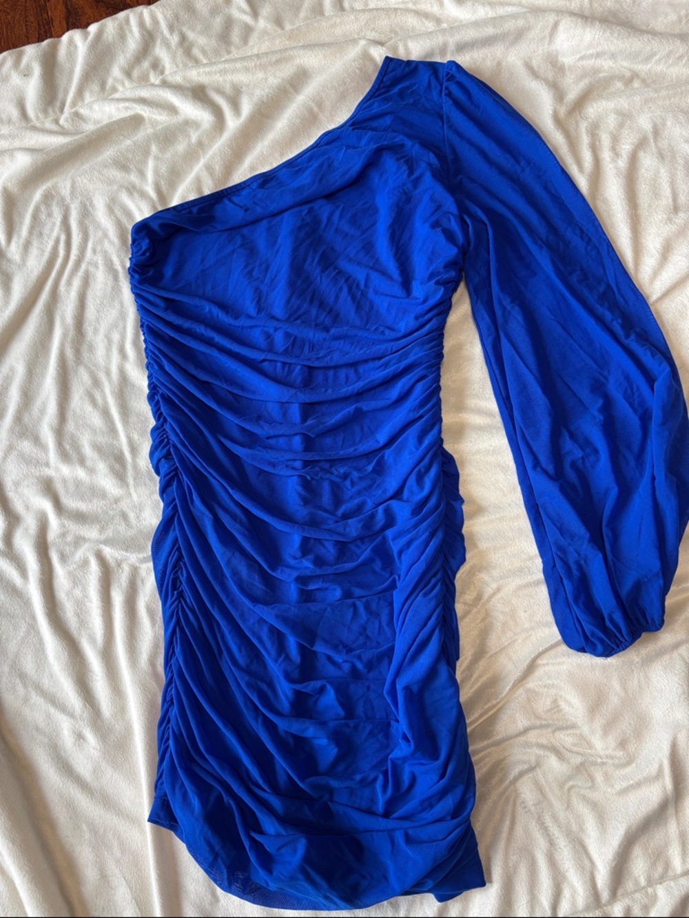 Cobalt Blue mini dress with one shoulder sleeve